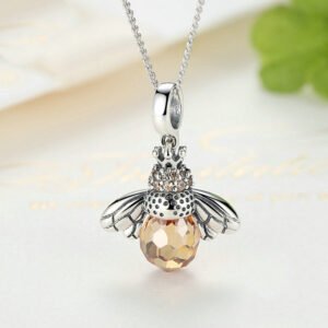 S925 Silver Necklace Pendant European And American Fashion Crystal Beee Necklaces