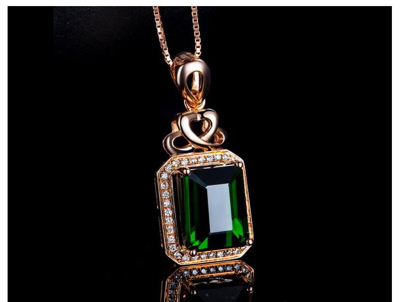 Emerald Pendant Silver Plated 18k Rose Gold Necklaces 7 Emerald Pendant Silver Plated 18k Rose Gold Necklaces 7