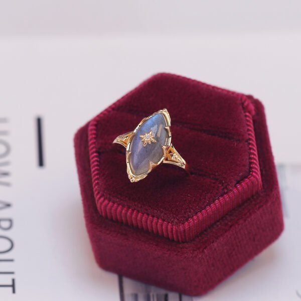 925 Sterling Silver Plated 14K Gold Natural Labradorite Ring For Women Promos25 9