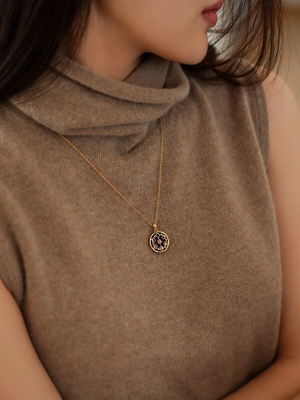 18K Gold Plated Silver Lapis Star Moon Necklace Necklaces 4