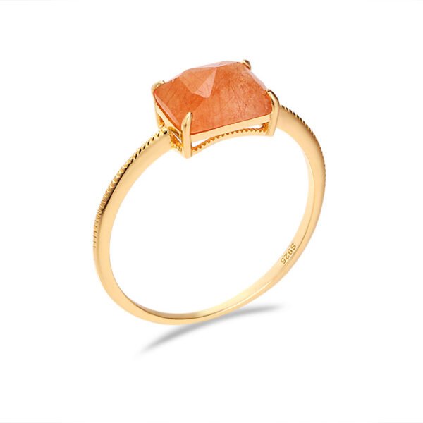 S925 Silver Natural Rectangular Crystal Geometric Ring Rings 5