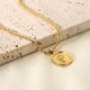 18K Gold Plated 316l Stainless Steel Oval Coin Rose Pendant Necklace Necklaces 9