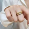 Simple And Personalized Ring With Yellow Gold And Diamonds Rings 10