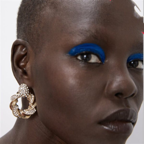 Personality Inlaid Earrings Irregular Metal Earrings 5