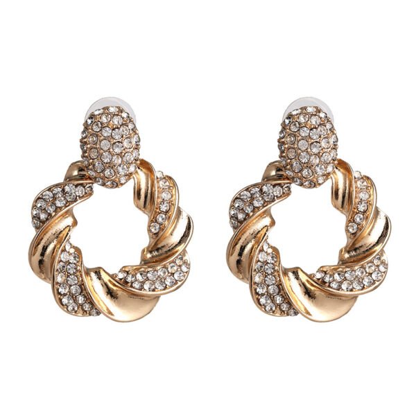 Personality Inlaid Earrings Irregular Metal Earrings 6