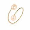 18k Gold Pearl Elastic Ring Au750 Color Gold Adjustable Rings 12