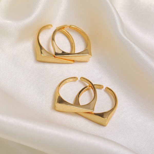 Paired Double Love Rings 18K Gold Color Preserving Jewelry Rings 4
