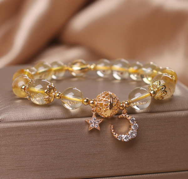 Natural Citrine Gold Gem Quartz Bracelet Women’s Light Luxury Star Moon Crystal Accessories Bracelets 4