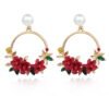 Trendy Cute Pink Flower Earrings For Women Girls Jewelry Female Rhinestone Gold Metal Round Circle Earrings Gift Earrings 18 Trendy Cute Pink Flower Earrings For Women Girls Jewelry Female Rhinestone Gold Metal Round Circle Earrings Gift Earrings 18