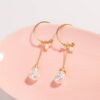 Temperament Long Tassel Pearl Personality c-shaped Metal Natural Small Pearl earring girl Earrings 13