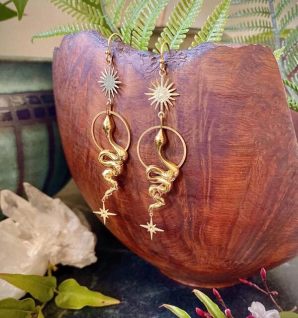 Boho Gothic Circle Gold Snake Earrings Earrings 5