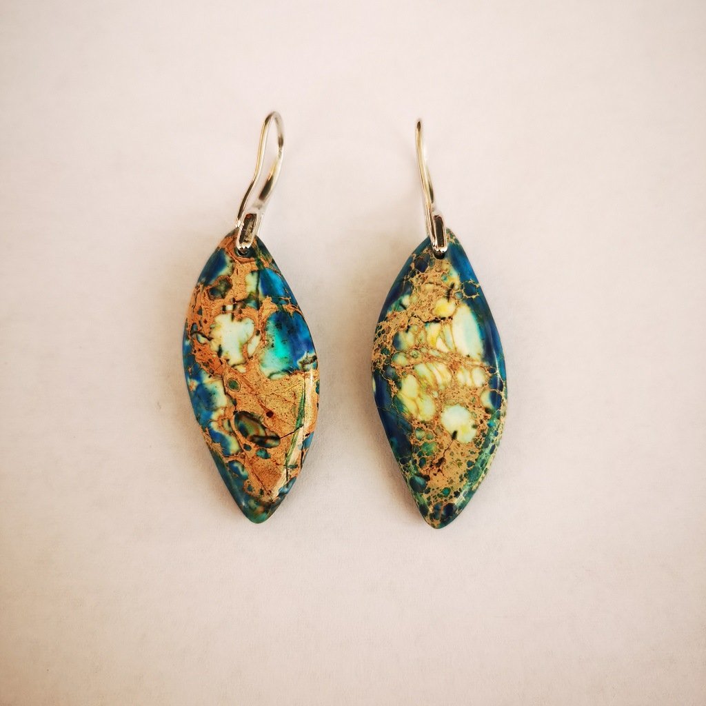 Colorful Emperor Stone Leaf Multicolor Irregular  Earrings Earrings 2