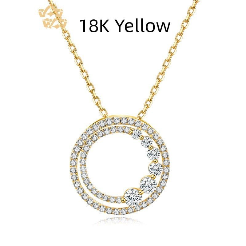 18K Gold Rose Gold Diamond Necklace Round Necklaces 2