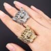 Gold And Rhodium Plating Leopard Man Rings 8