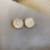Silver Needle Rice Bead Round Earrings Women French Retro Earrings 10
