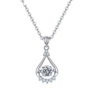 Silver Plated White Gold Moissanite Diamond Necklace 50 Points D Grade Necklaces