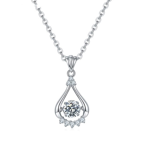 Silver Plated White Gold Moissanite Diamond Necklace 50 Points D Grade Necklaces 3