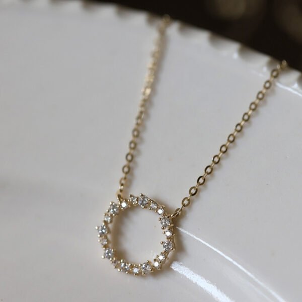 Full Diamond Circle Temperament Japanese And Korean K Gold Clavicle Chain Necklaces 8