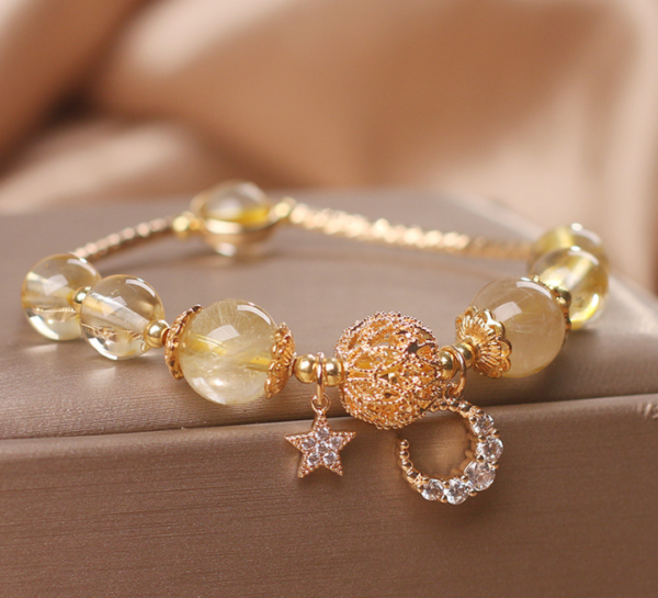 Natural Citrine Gold Gem Quartz Bracelet Women’s Light Luxury Star Moon Crystal Accessories Bracelets 6