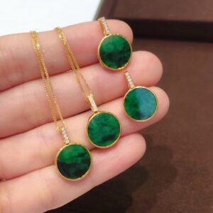 Water Shell Pure Natural Jade Diamond 18K Gold Necklace Necklaces