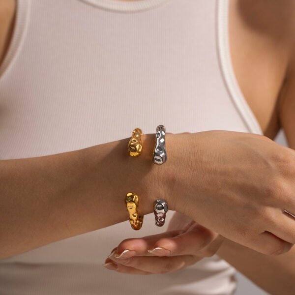 Retro Simple Titanium Steel Ornament 18K Gold Stainless Steel Hammer Bracelet Bracelets 8