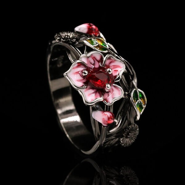Black Gold Plated Two-tone Flower Ring Female Promos20 8