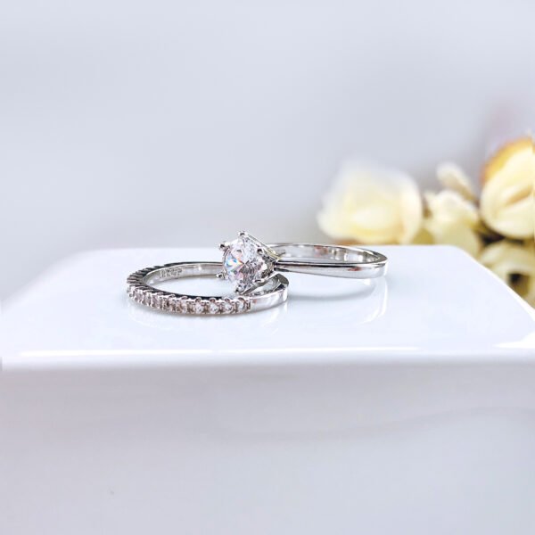 Zircon Micro Set Gold Plated Six Claw Ring Rings 7