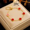 Small Fresh And Lovely Green Drop Gum Flower Gold Bracelet Jewelry Bracelets 21