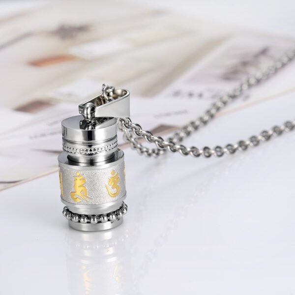 Trend Titanium Steel Prayer Wheel Six-word Mantra Pendant Accessories 6