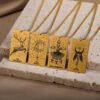 18k Yellow Gold Stainless Steel Tarot Pattern Necklace Necklaces 13
