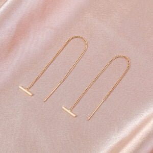 Gold Copper Tube T-tassel Earrings Earrings