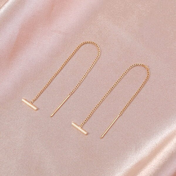 Gold Copper Tube T-tassel Earrings Earrings 3