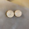 Silver Needle Rice Bead Round Earrings Women French Retro Earrings 9