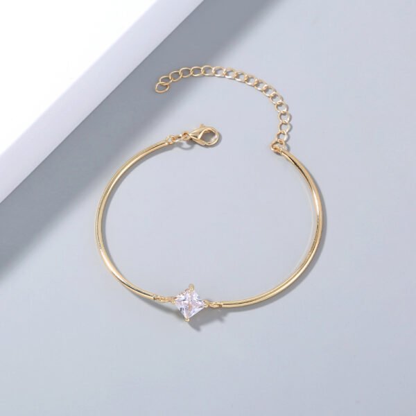 Zinc Alloy Elbow Tube Gold Plated Copper Micropaved Zircon Pendant Bracelet Bracelets 3