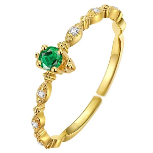 S925 Sterling Silver 14K Yellow Gold Plated Emerald Ring Rings 4