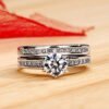 White Gold Plated Couple Combined Ring Set Rings 16