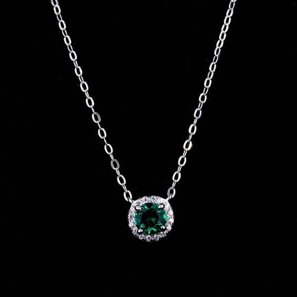 925 Silver Plated 18k White Gold Cultivated Emerald Pendant Necklaces 3