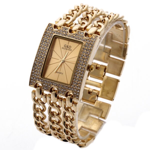 Women’s Quartz Watch With Diamonds Three Links Gold And Rhinestones watches 3