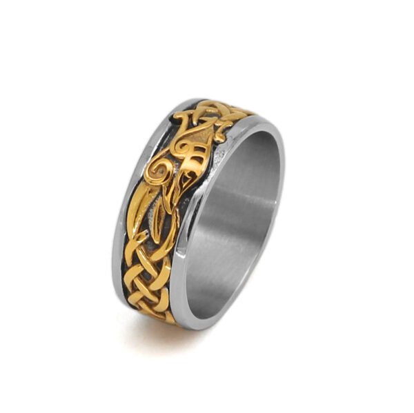 New Viking Style Stainless Steel Gold Dragon-shape Crow Ring Ring Rings 4