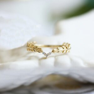 Gold Leaf Set Diamond Ring Europe And America Rings