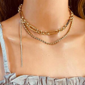 Simple Retro Double-layered Tassel Gold Necklace Necklaces