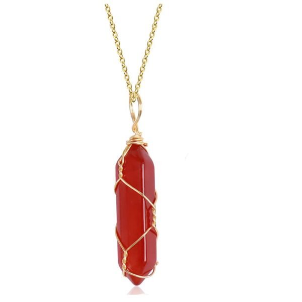 Agate Stone Crystal Pendant Simple Red Agate Necklace Necklaces 4