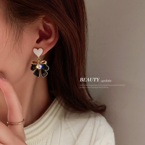 925 Silver Needle Diamond Bow Earrings Earrings 4