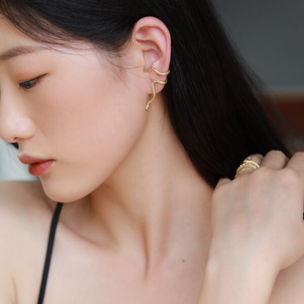 Designer Gold Snake Wrap Vintage Small Snake Earrings Earrings 6