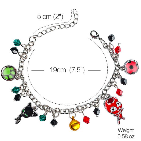 Ladybug Superhero And Cat Bracelet Charm With Crystal Bead Bangle For Kids Cosplay Adjustable Jewelry Bracelets 9