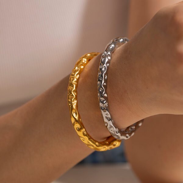 Retro Simple Titanium Steel Ornament 18K Gold Stainless Steel Hammer Bracelet Bracelets 9