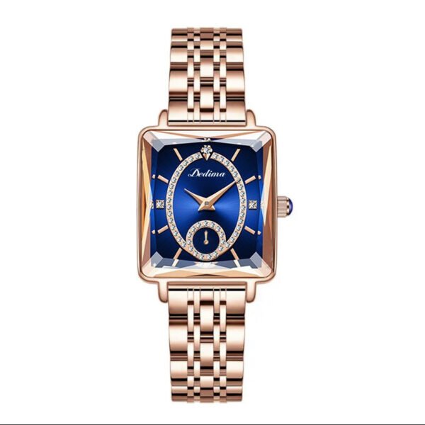 Fashionable Rose Gold Square Women’s Diamond Two-pin Half Watch watches 11