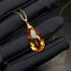 Fashion Drop Gold Inlaid Citrine Pendant Necklaces 11