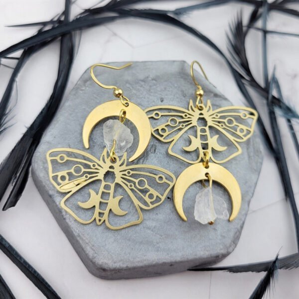 Women’s Fashion Gold Plated Moth Moon Drop Earrings Earrings 4