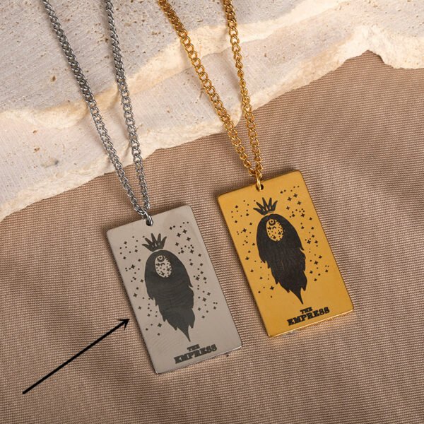 18k Yellow Gold Stainless Steel Tarot Pattern Necklace Necklaces 10